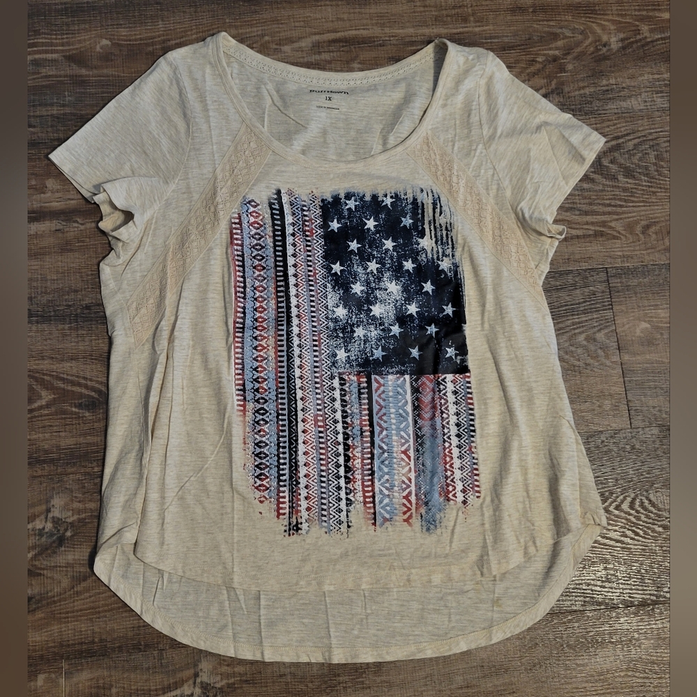 Ruff Hewn American flag tshirt women's size 1X